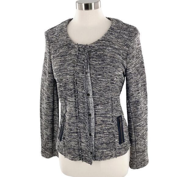 Drew Women's Black Tweed Snap Front Blazer Size M New - Picture 1 of 13